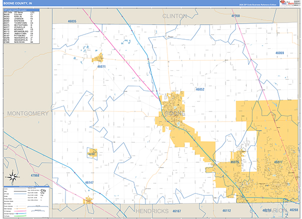 Boone County, IN Zip Code Map