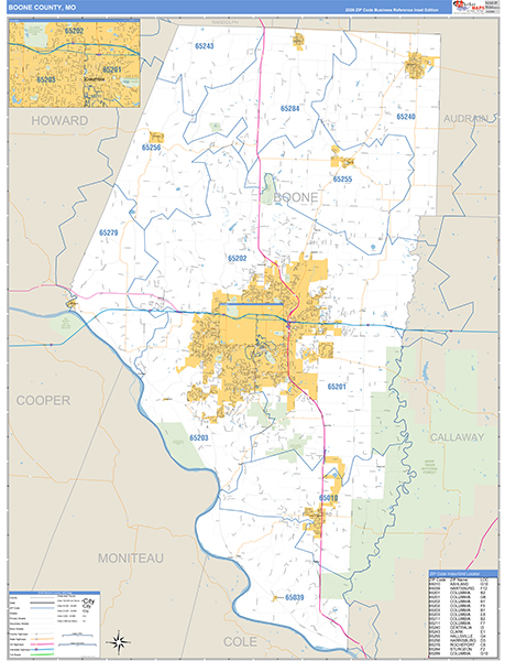 Boone County, MO Map Basic Style