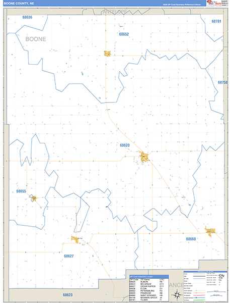 Boone County, NE Zip Code Map