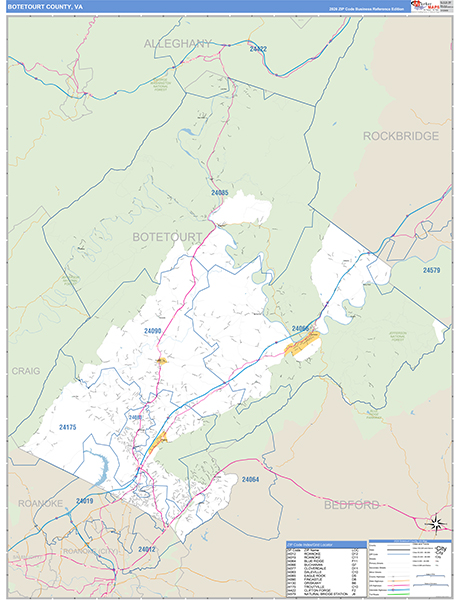 Botetourt County, VA Zip Code Map