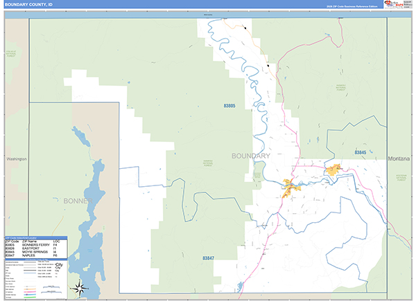 Boundary County, ID Zip Code Map