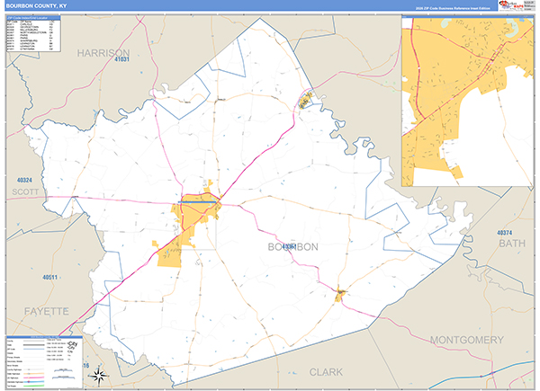 Bourbon County, KY Zip Code Map
