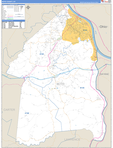 Boyd County, KY Zip Code Map