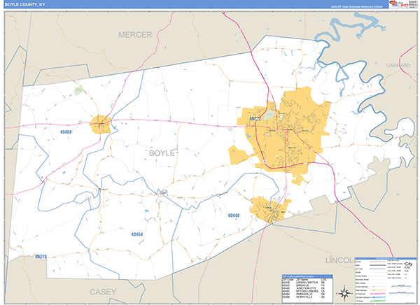 Boyle County, KY Zip Code Map