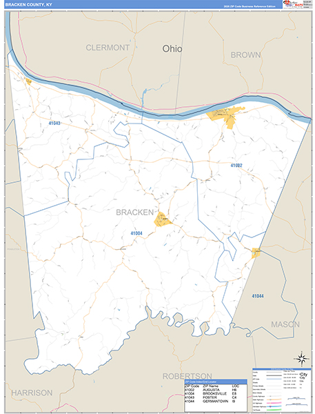 Bracken County, KY Zip Code Map