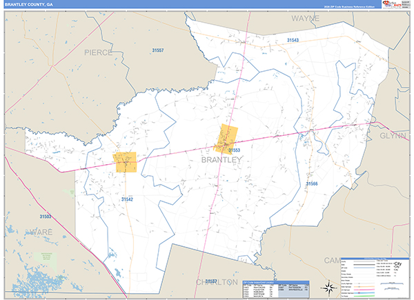 Brantley County, GA Zip Code Map