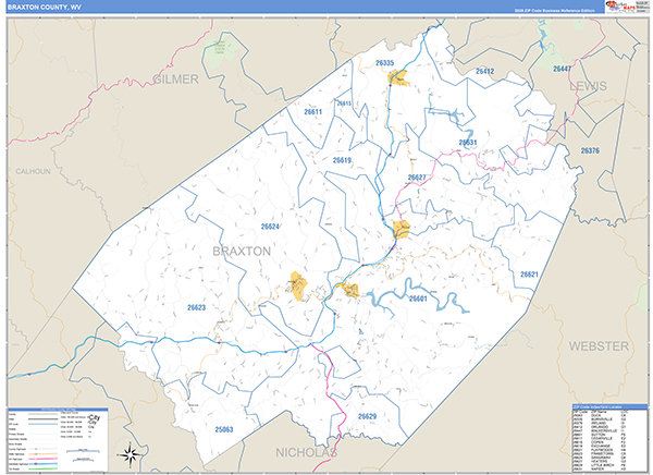 Braxton County, WV Zip Code Map
