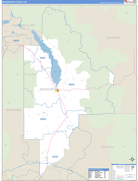 Broadwater County, MT Carrier Route Wall Map