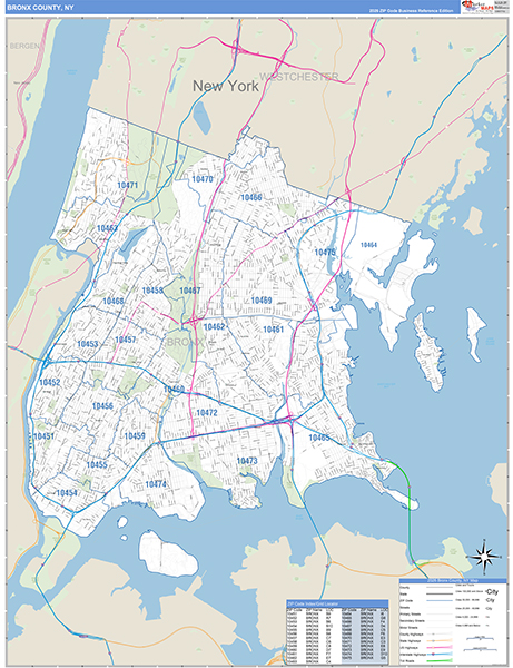 Bronx County, NY Zip Code Map