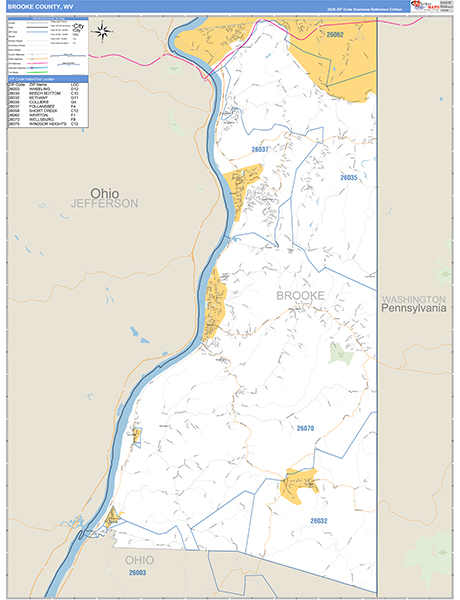 Brooke County, WV Zip Code Map