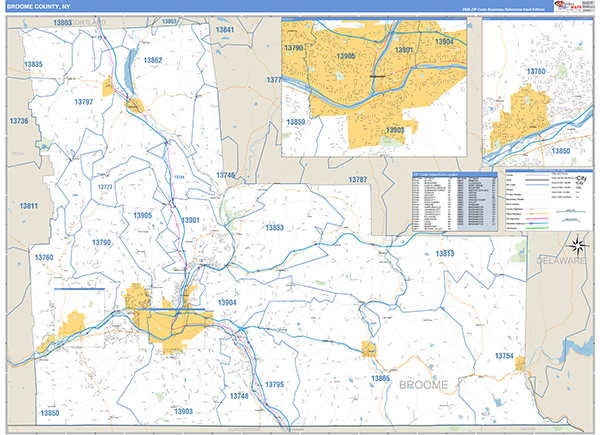 Broome County, NY Zip Code Map