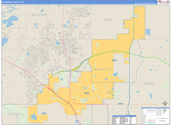 Broomfield County, CO Zip Code Map