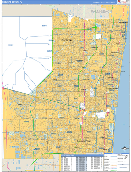 Broward County, FL Zip Code Map