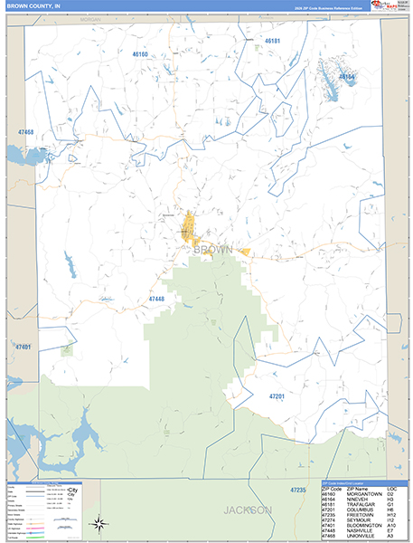 Brown County, IN Zip Code Map