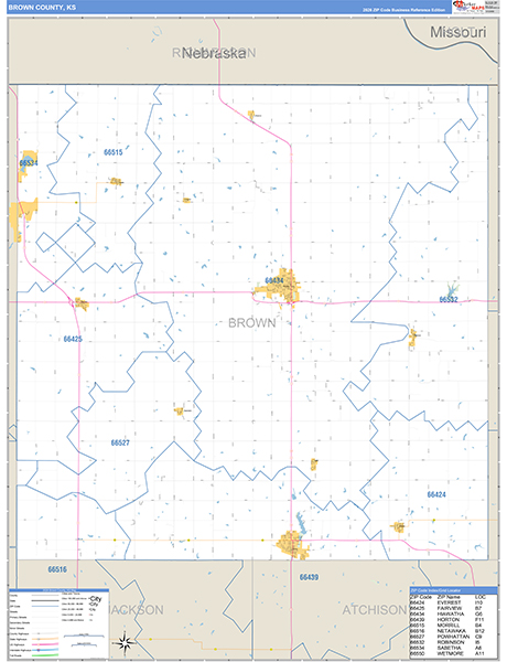 Brown County, KS Zip Code Map