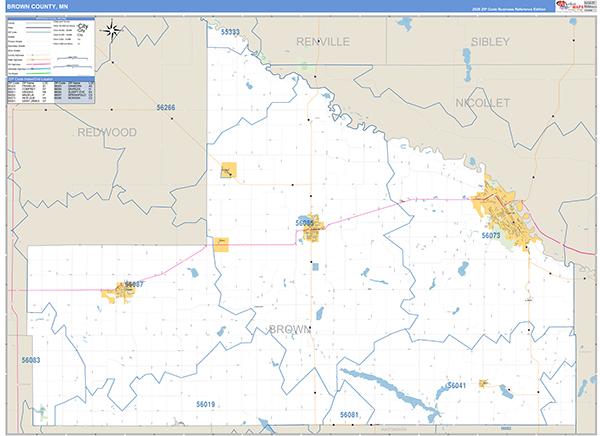 Brown County, MN Zip Code Map