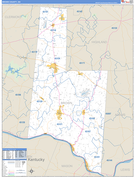 Brown County, OH Zip Code Map