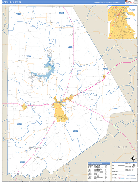 Brown County, TX Zip Code Map