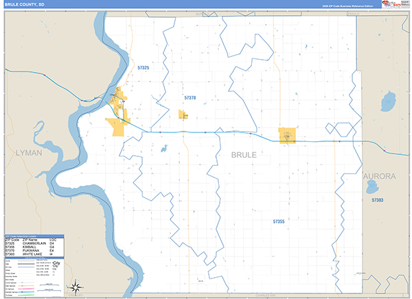 Brule County, SD Carrier Route Wall Map