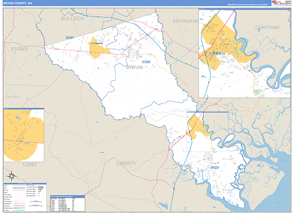 Bryan County, GA Zip Code Map