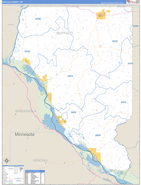 Buffalo County, WI Zip Code Wall Map