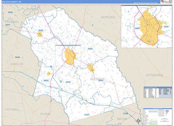 Bulloch County, GA Zip Code Map