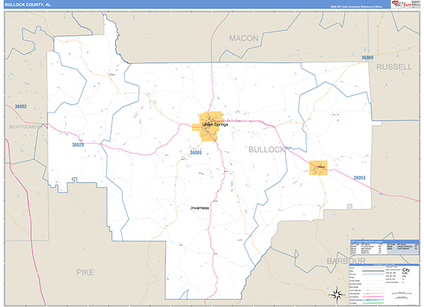Bullock County, AL Zip Code Map