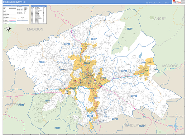 Buncombe County, NC Zip Code Map