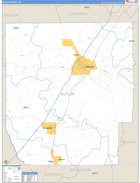 Butler County, AL Zip Code Map
