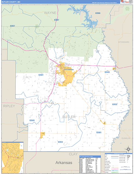 Butler County, MO Zip Code Map