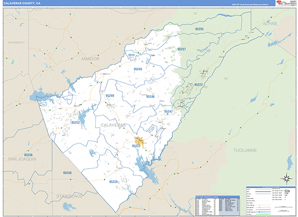Calaveras County, CA Map Basic Style