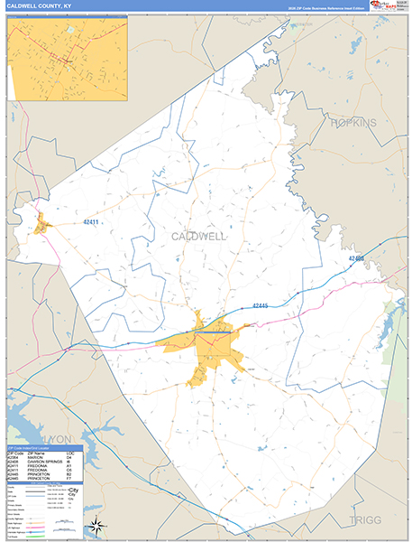 Caldwell County, KY Zip Code Map
