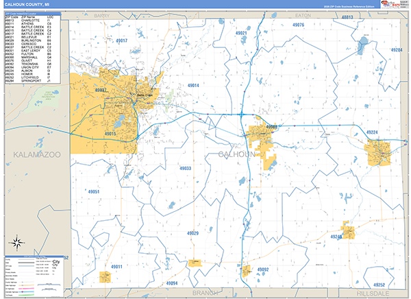 Calhoun County, MI Zip Code Map
