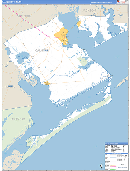 Calhoun County, TX Zip Code Map