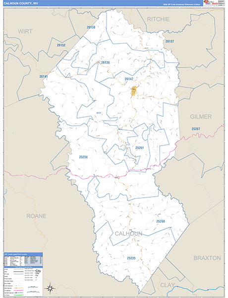 Calhoun County, WV Zip Code Map