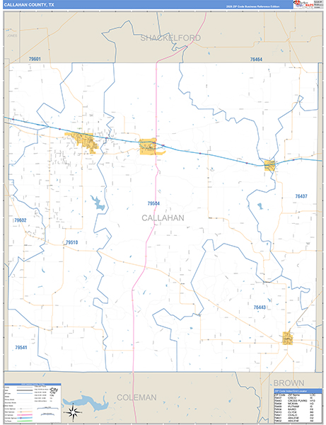Callahan County, TX Zip Code Map