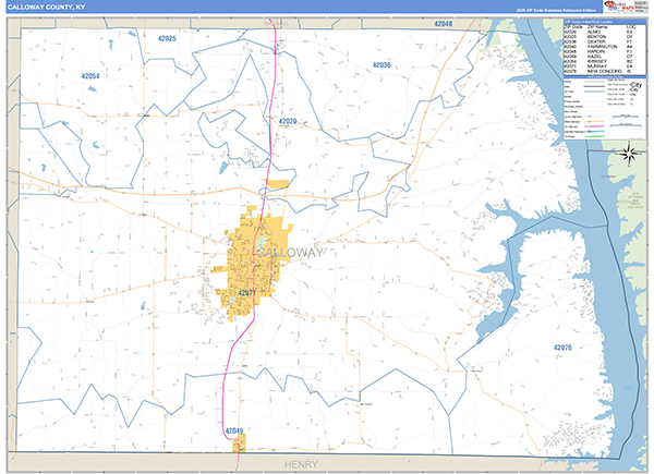 Calloway County, KY Zip Code Map