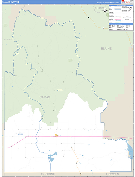 Camas County, ID Zip Code Map
