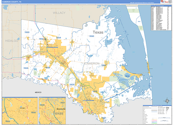 Cameron County, TX Zip Code Map