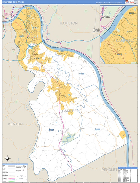 Campbell County, KY Zip Code Map