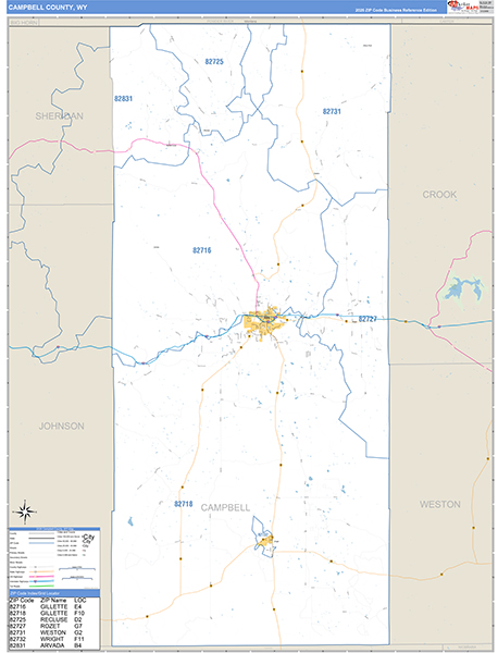 Campbell County, WY Zip Code Map