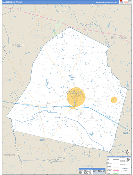 Candler County, GA Zip Code Map