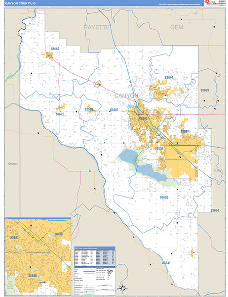 Canyon County, ID Zip Code Map