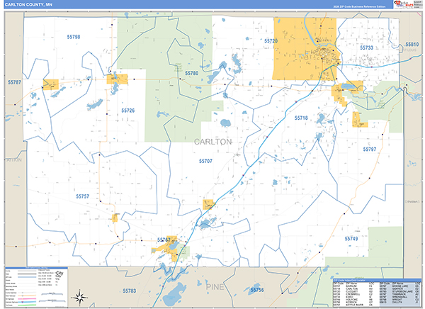 Carlton County, MN Zip Code Map