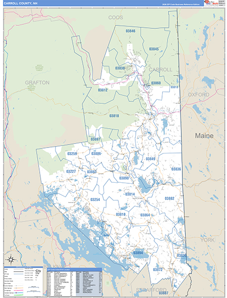 Carroll County, NH Zip Code Map