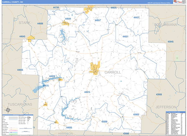 Carroll County, OH Zip Code Map