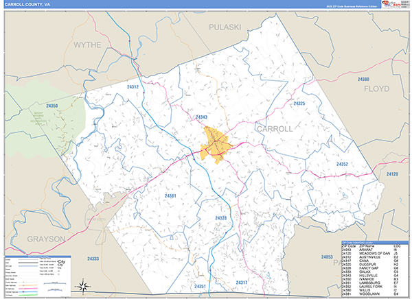 Carroll County, VA Zip Code Map