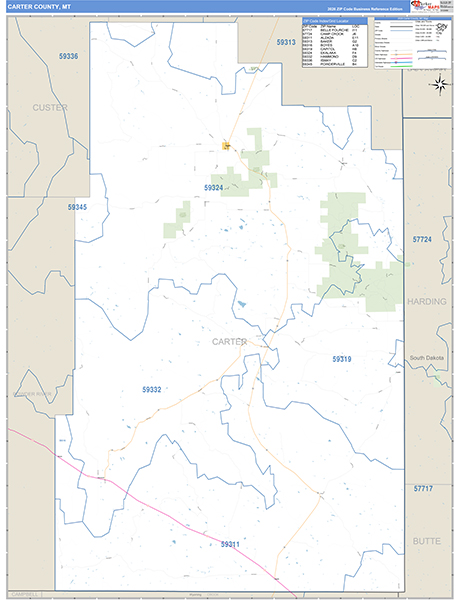 Carter County, MT Zip Code Map