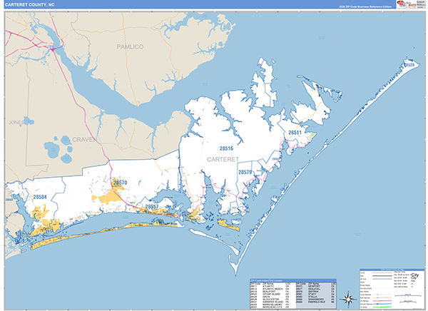 Carteret County, NC Zip Code Map