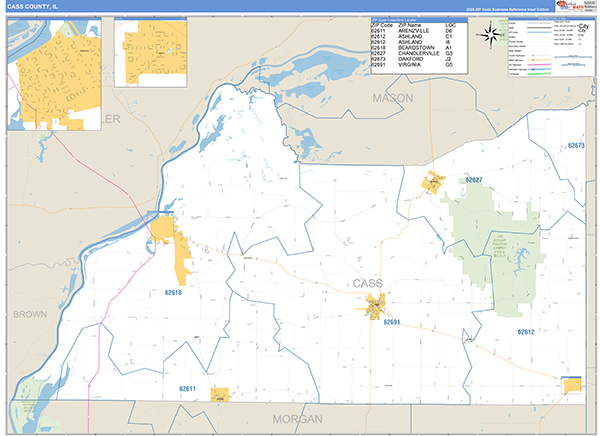 Cass County, IL Zip Code Map